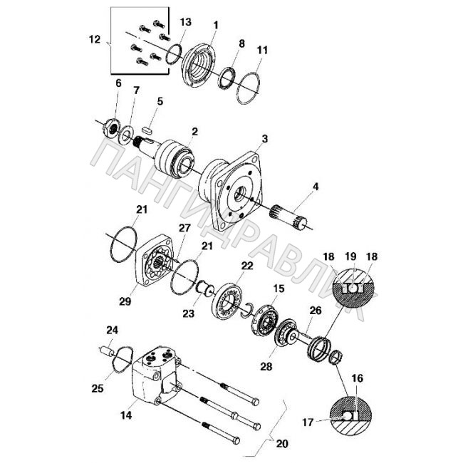 Гидравлический мотор John Deere F069032 Hydraulic Motor HTH470HD, 758HD, 745, HTH450